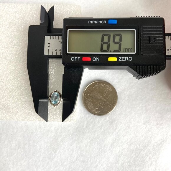 Sterling Silver 925 Dainty Bezel Set Oval Blue Cubic Zirconia CZ Stud Earrings - Picture 11 of 16